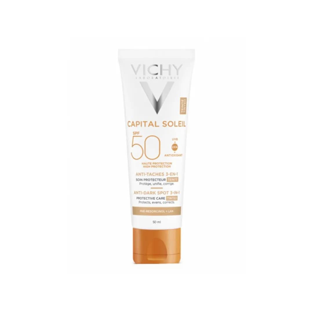 کرم ضد آفتاب رنگی ویشی CAPITAL SOLEIL SPF50 ANTI-TACHES 3-EN-1 حجم 50 میلی لیتری — تصویر ۹
