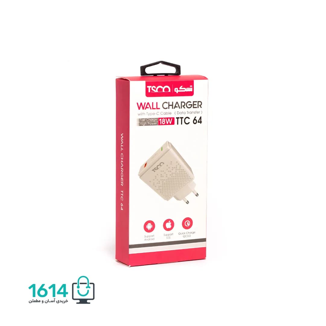 شارژر تایپ سی تسکو مدل TTC64 QC3 18W — تصویر ۵