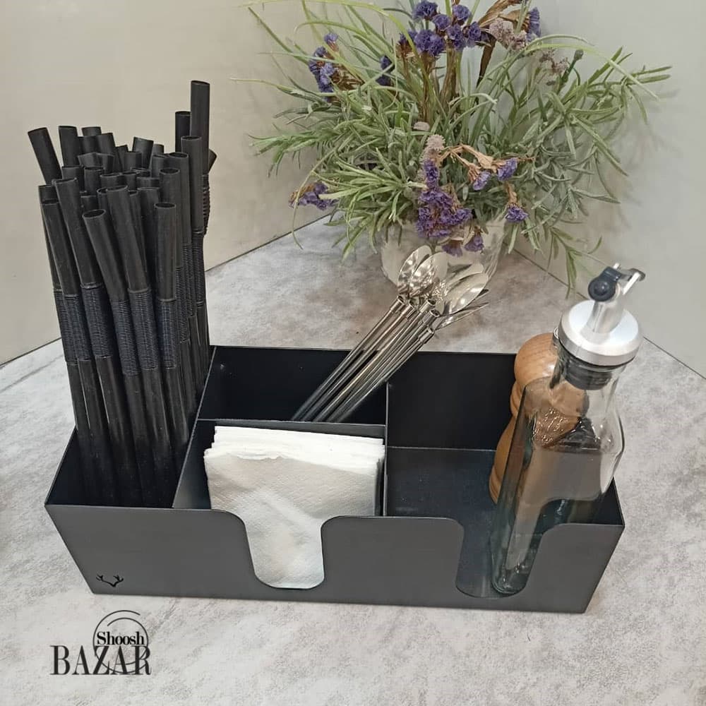 کدی بار یا نظم دهنده 4 خانه فلزی مشکی کافه ای