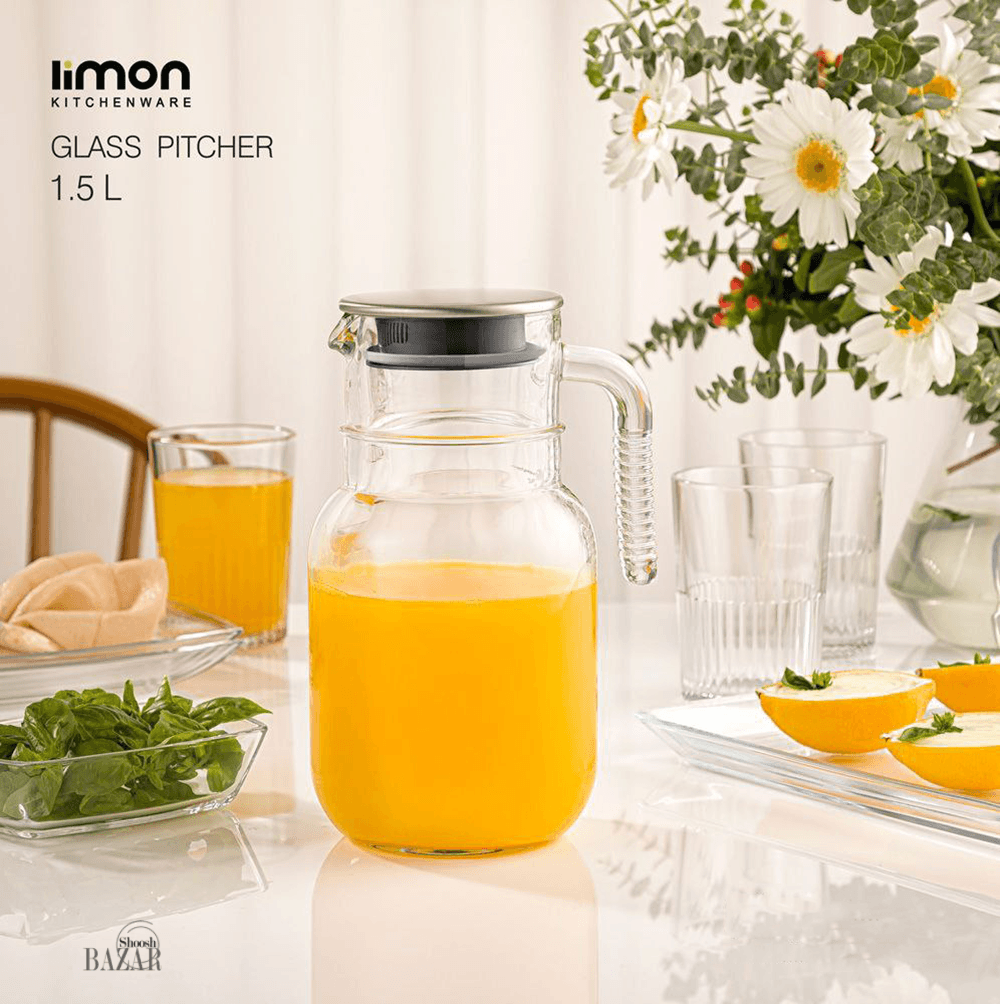 پارچ شیشه ای 1 لیتر در استیل لیمون کد 2349