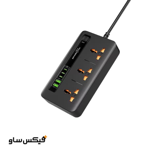 چندراهی برق و هاب شارژ پرودو بلو Porodo Blue Multi-Port Power Hub (PB-3ACC2CM-BK) — تصویر ۶