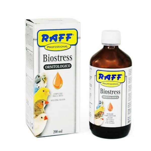 محلول ضد پرریزی و استرس پرندگان زینتی راف – RAFF Biostress