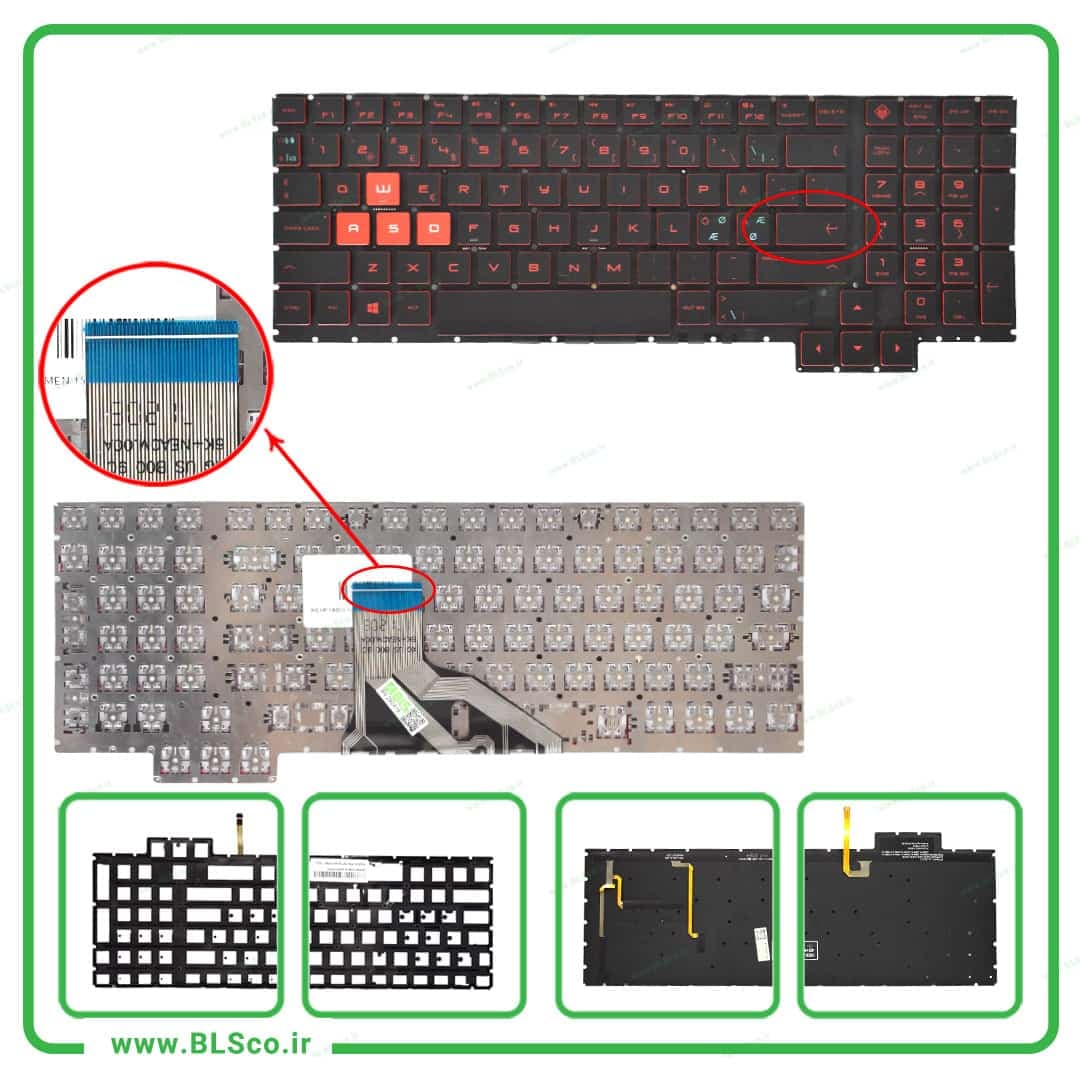 کیبورد لپ تاپ اچ پی HP Omen 15-CE با بکلایت قرمز