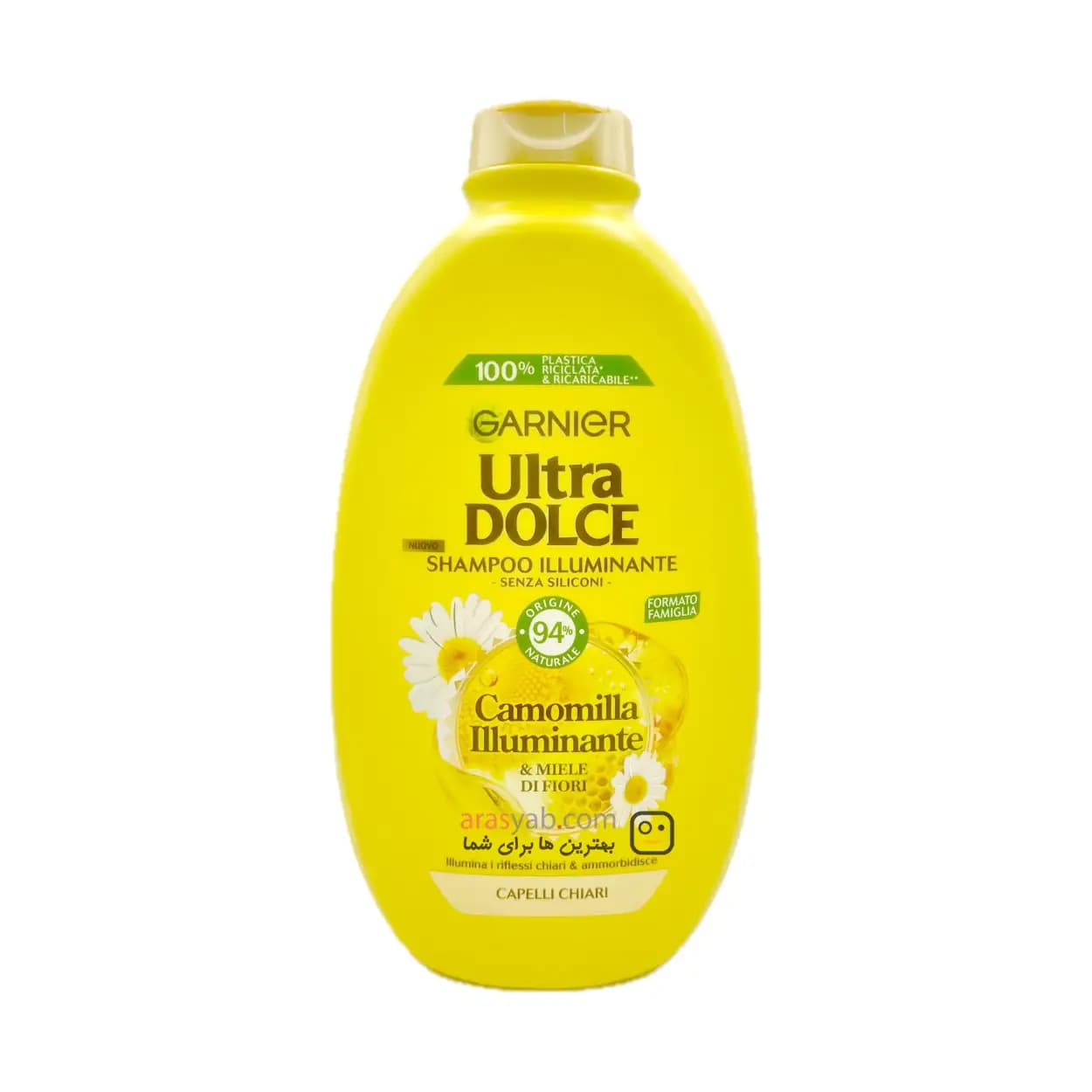 شامپو سر عسل و بابونه گارنیر garnier تقویت و درخشان کننده موی سر سری Ultra Dolce حجم 600 میل