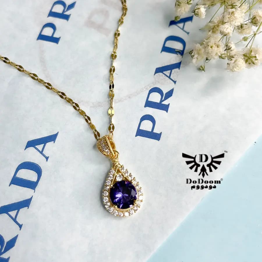 گردنبند نگین ابی GD21