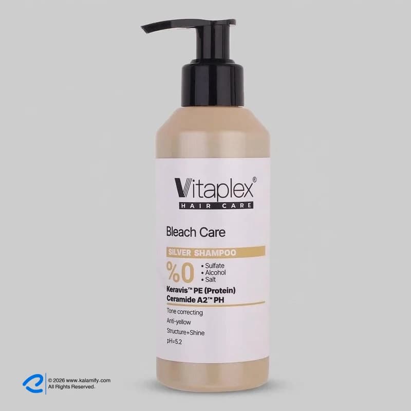 شامپو تثبیت کننده رنگ مو ویتاپلکس مدل Bleach Care 01 با حجم 200 میلی‌لیتر، مناسب موهای رنگ شده و آسیب دیده، ضد زردی، براق کننده، سازگار با پوست سر معمولی و چرب