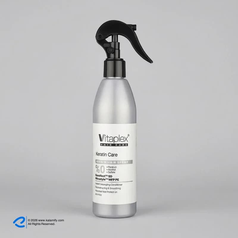 اسپری براق کننده مو با قدرت حفظ حالت مو 4 ویتاپلکس مدل KC04 مناسب مو کراتین شده حجم 300 میلی لیتر