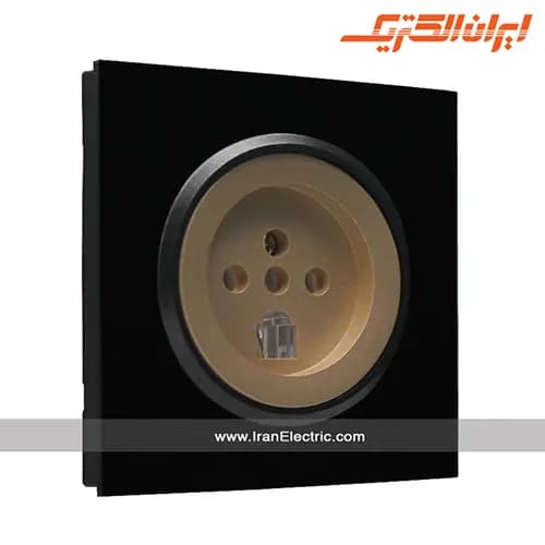 پریز تلفن دوکاره اسپادانا مشکی میان بژ