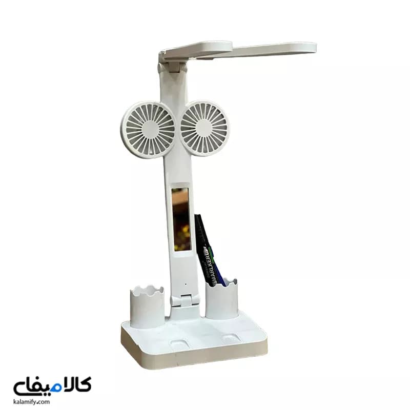 چراغ مطالعه تاشو 2 فن، آیینه دار و شارژر USB — تصویر ۲