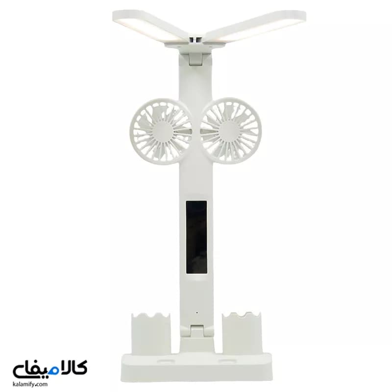 چراغ مطالعه تاشو 2 فن، آیینه دار و شارژر USB — تصویر ۳