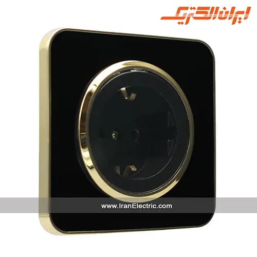 پریز برق ارت‌دار اسپیناس طلایی زه مشکی میان مشکی