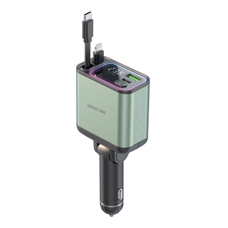 شارژر فندکی تاشو گرین لاین مدل Retractable ظرفیت 90 وات