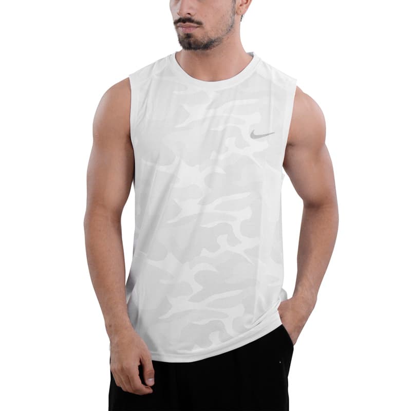 رکابی ورزشی مردانه نایک مدل Dri Fit-6920 چریکی سفید
