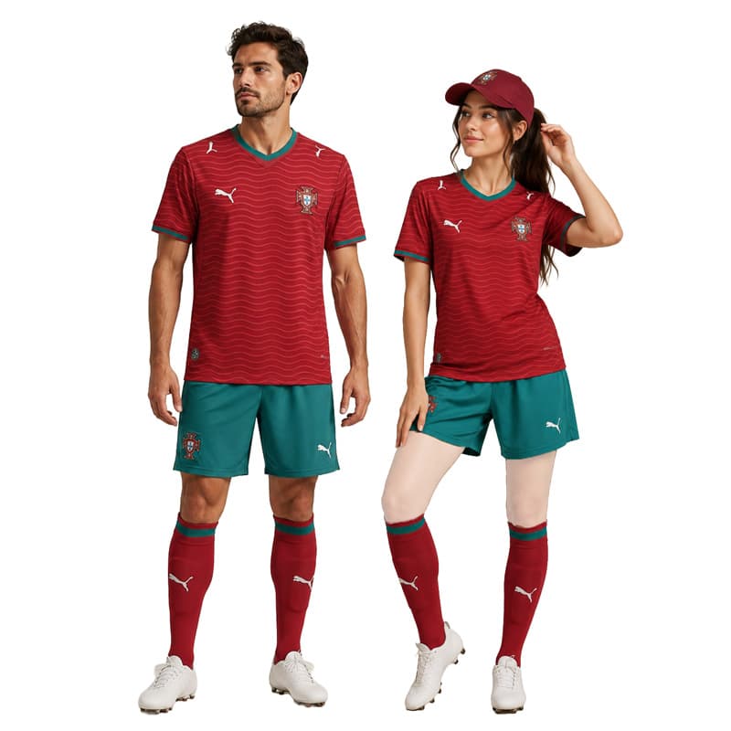 ست تیشرت و شلوارک اسپرت پرتغال جام جهانی کیت World Cup-2026 زرشکی