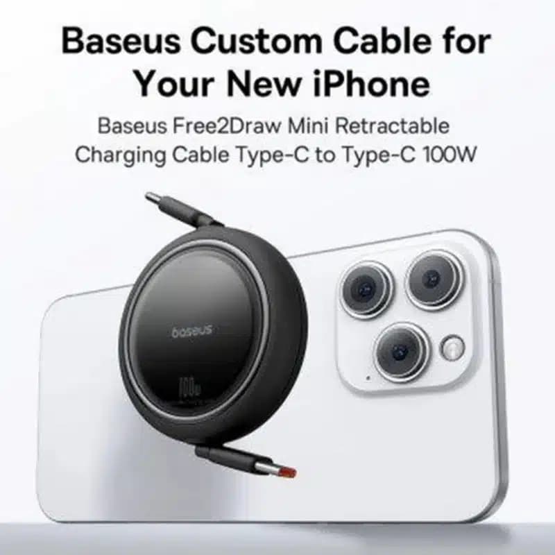 کابل USB-C بیسوس مدل Free2Draw Mini Retractable 100W طول 1 متر — تصویر ۷