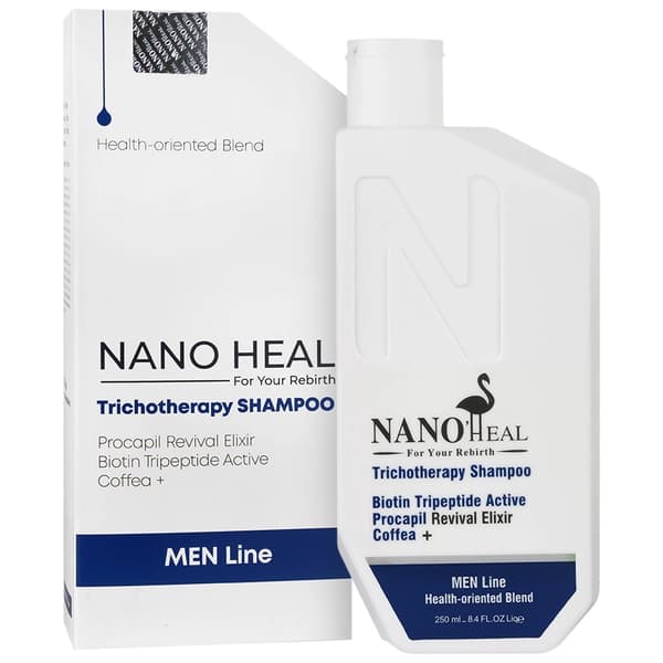 شامپو تقویت کننده و ضد ریزش مو آقایان نانوهیل 250ml — تصویر ۴