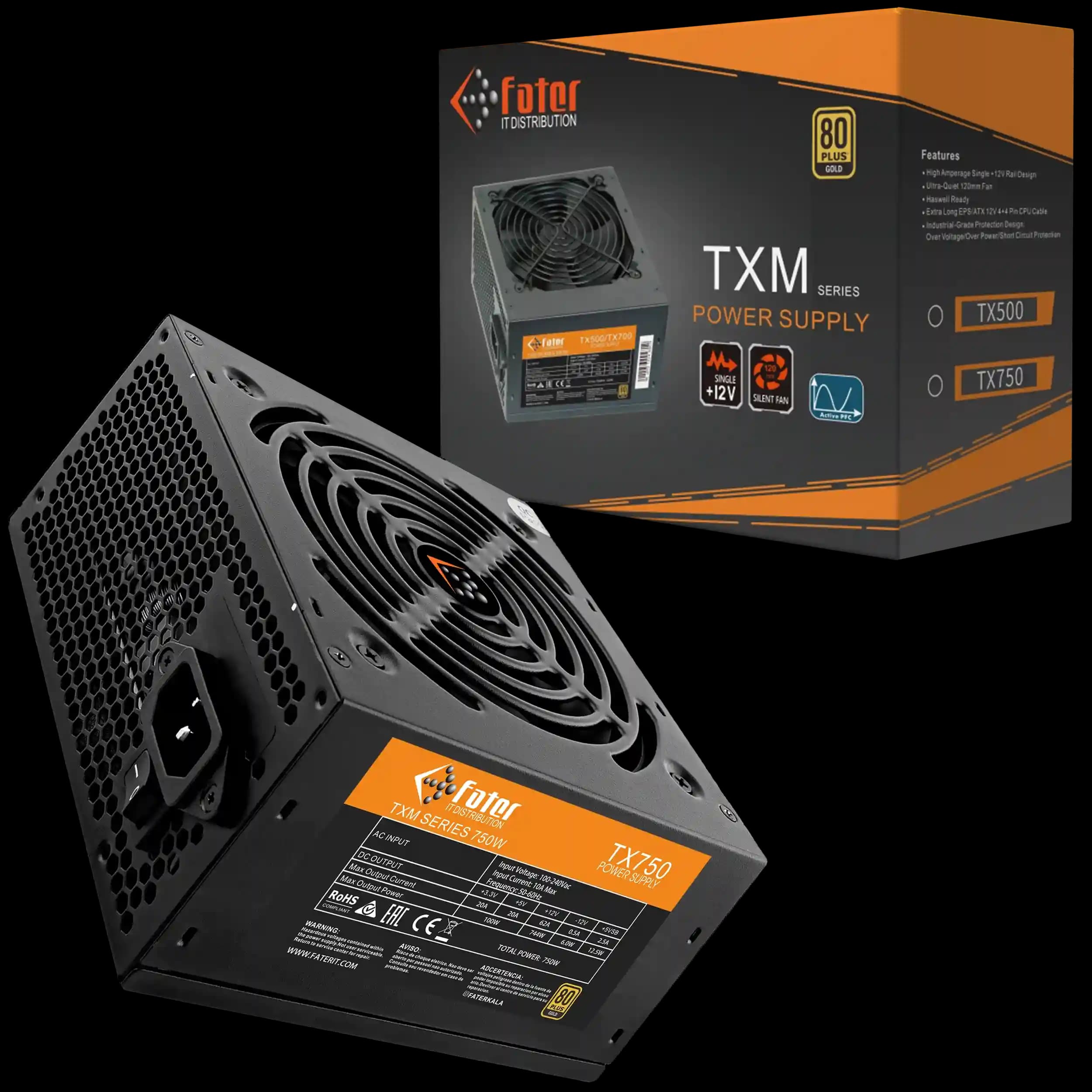 پاور کامپیوتر 750 وات فاطر مدل Fater TX750 80+ GOLD — تصویر ۳