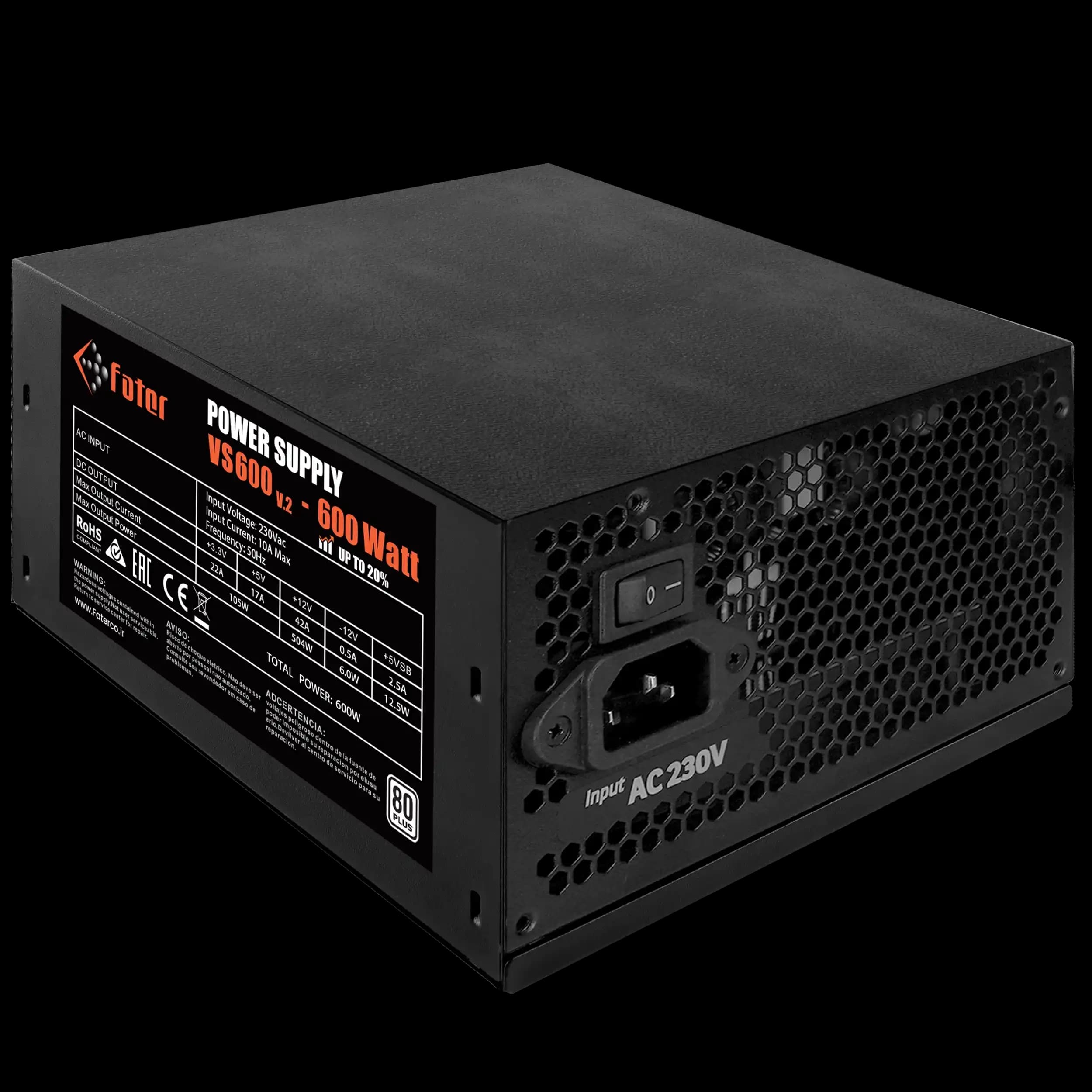 پاور کامپیوتر 600 وات فاطر مدل Fater VS600 V2 80Plus — تصویر ۲