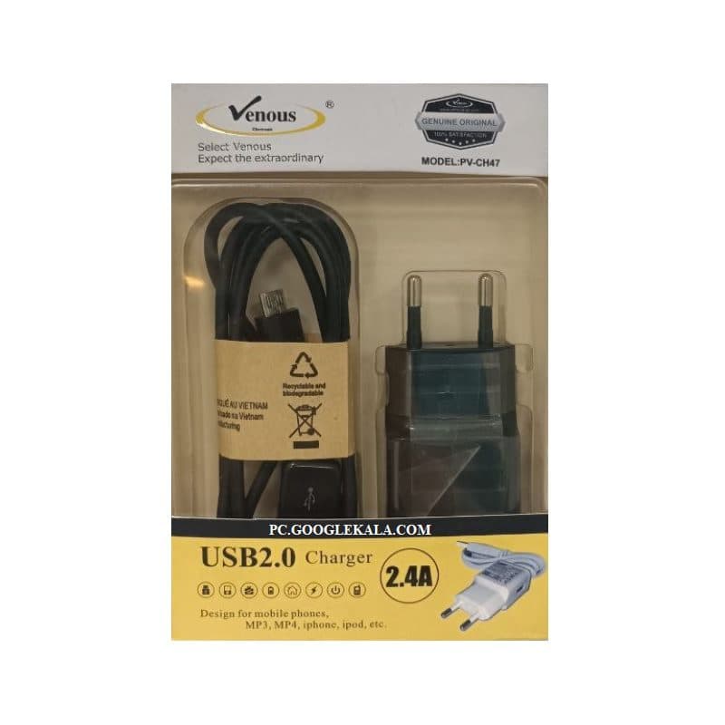 آداپتور شارژر ونوس PV-CH47 با کابل Micro USB