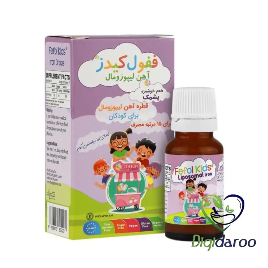 قطره آهن ففول کیدز (Fefol Kids) اینترافارم 15 میلی لیتری (پشمک) — تصویر ۵