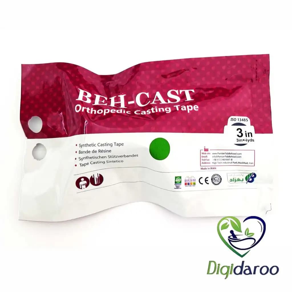 باند گچ ارتوپدی فایبر گلاس 3 اینچ BEH_CAST (آبی رنگ) — تصویر ۳