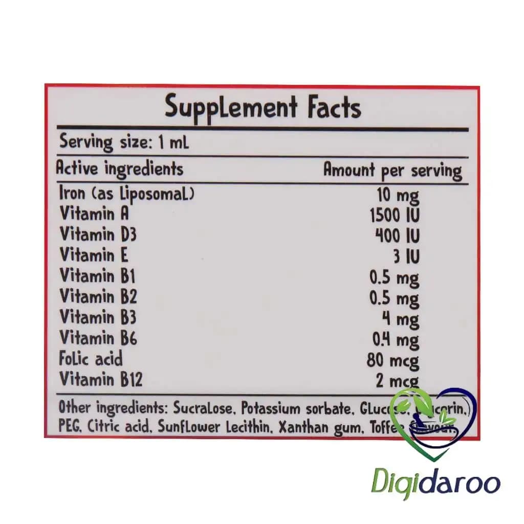 قطره خوراکی آهن لیپوزوفر مولتی بی اس کی 30 میلی لیتری (Liposofer Multi) — تصویر ۳