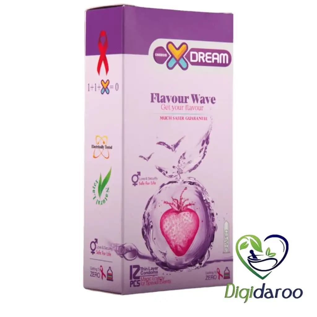 کاندوم میوه ایی flavour-wave ایکس دریم بسته ۱۲ عددی — تصویر ۲