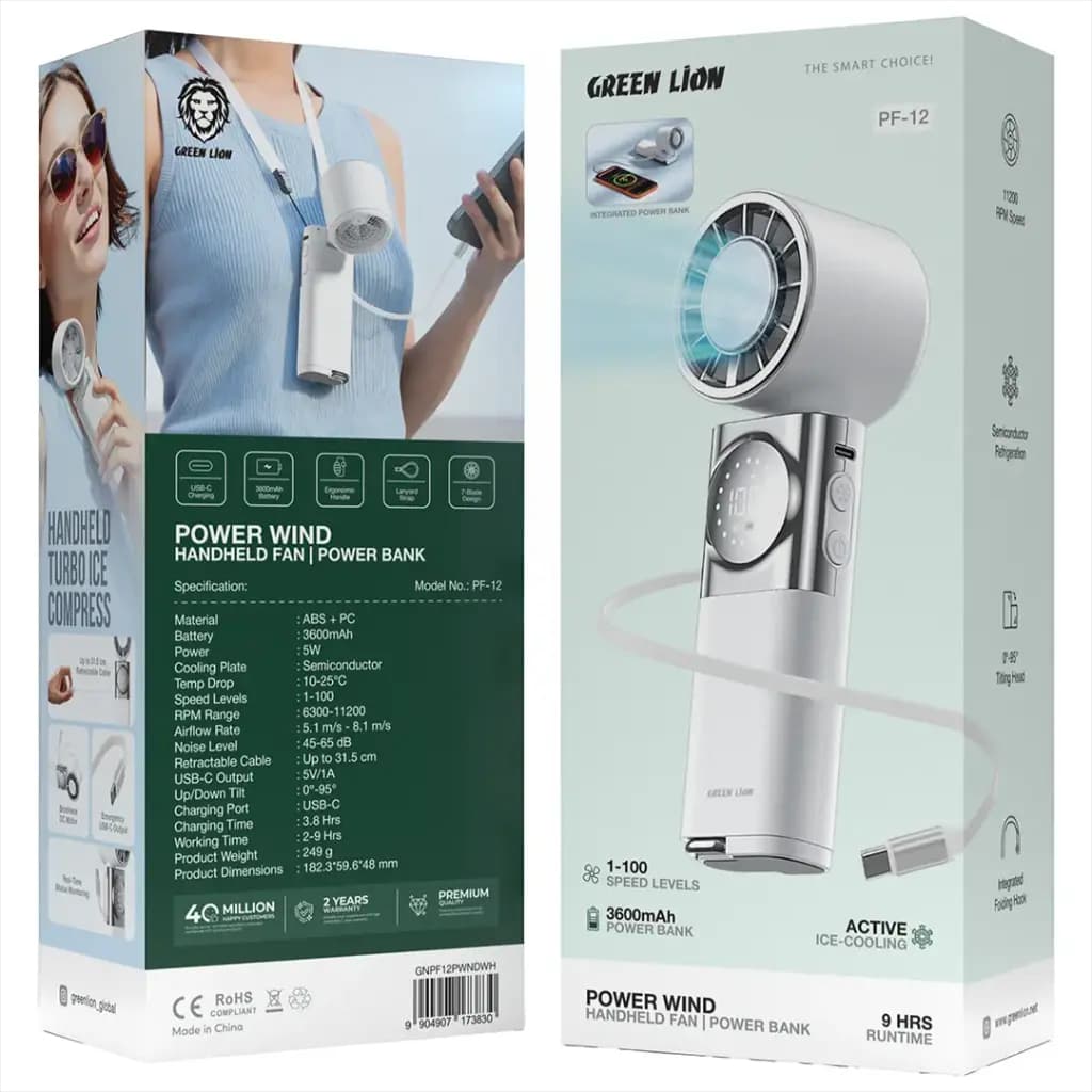 پنکه پاور شارژی 36000میلی آمپر ساعتی مدل POWER WIND — تصویر ۹