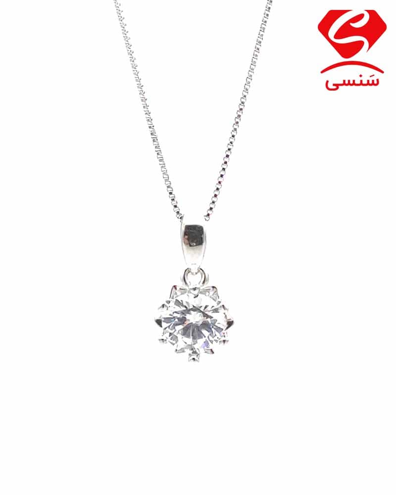 زنجیر آویز نقره تک نگین کد022