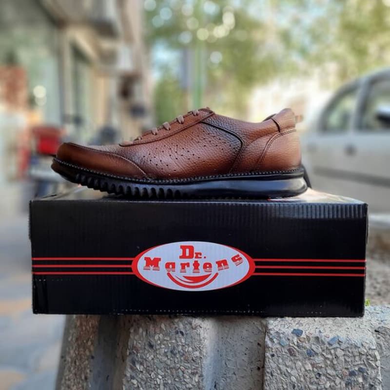 کفش تمام چرم طبیعی مردانه طبی برند دکتر مارتین (dr martens)| رنگ عسلی| 6 ماه ضمانت| بندی| سایز40-45
