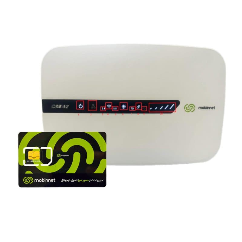 مودم 4.5G/TD-LTE مبین نت مدل MN-C1210EQ به همراه 30 گیگابایت اینترنت سه ماهه