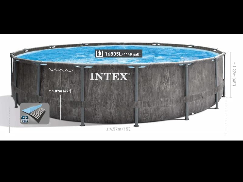 استخر پیش ساخته 457*122 طرح چوب اینتکس با تجهیزات کامل 26742 Intex — تصویر ۴