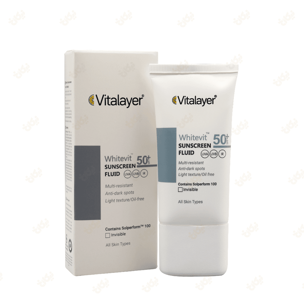 فلوئید ضد آفتاب و ضد لک بی رنگ SPF50 ویتالیر مدل Whitevit مناسب انواع پوست حجم 50 میل — تصویر ۱۲