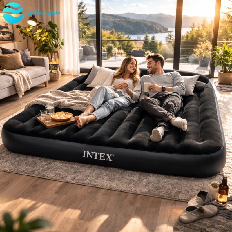 تشک بادی دو نفره مشکی پمپ دار اینتکس 64150ND Intex — تصویر ۵