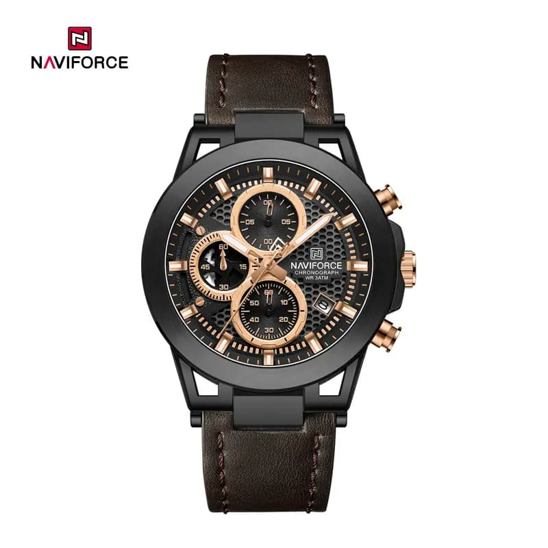 ساعت مردانه اورجینال مارک نیوی فورس NAVIFORCE مدل NF8073 کرنوگراف بند چرمی طبیعی موتور ژاپن کد 1925178 — تصویر ۱۰