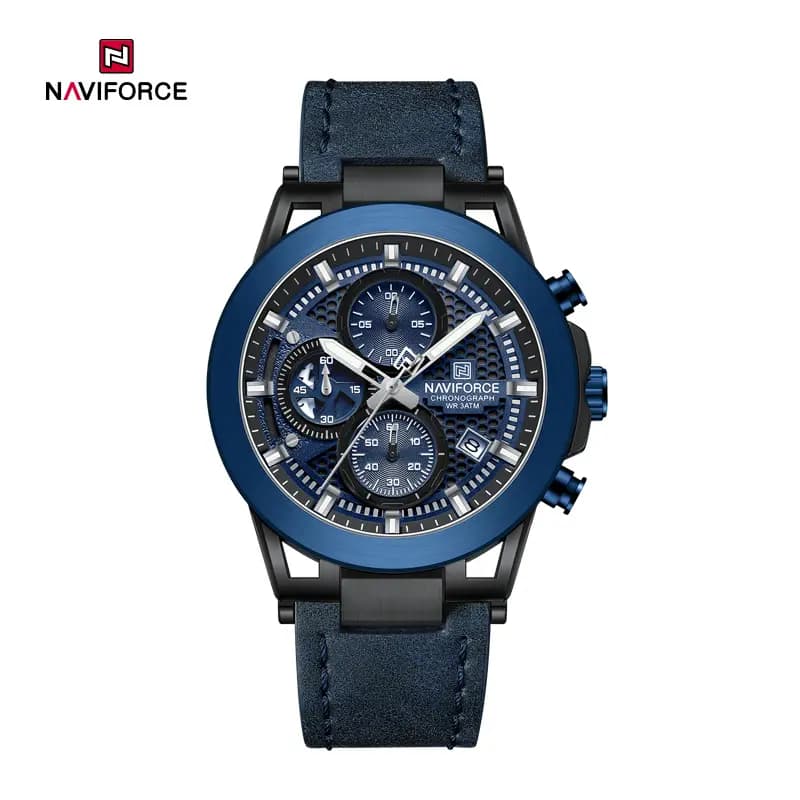 ساعت مردانه اورجینال مارک نیوی فورس NAVIFORCE مدل NF8073 کرنوگراف بند چرمی طبیعی موتور ژاپن کد 1925178 — تصویر ۱۲