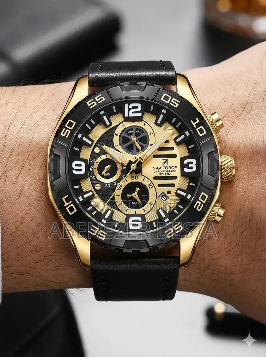 ساعت مردانه اورجینال مارک نیوی فورس NAVIFORCE مدل NF8043 کرنوگراف بندچرمی موتور ژاپن کد 1925175 — تصویر ۶