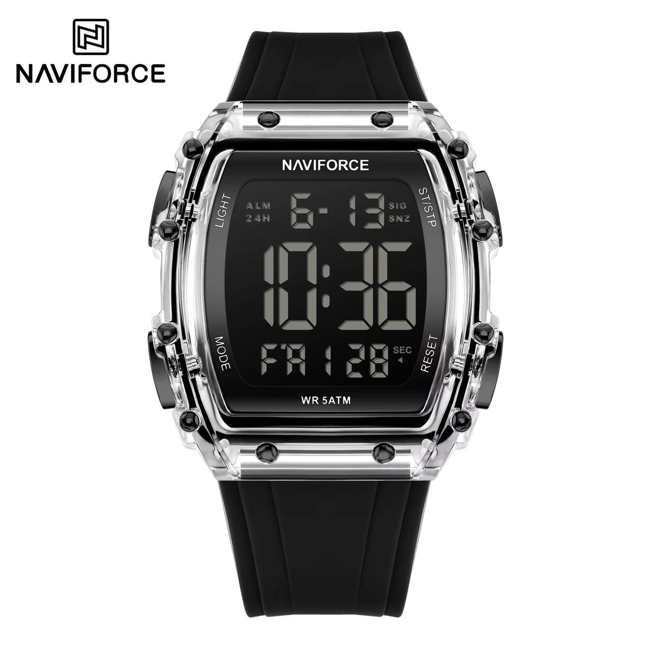 ساعت مردانه اورجینال مارک نیوی فورس NAVIFORCE مدل NF6107 دیجیتال بند سیلیکونی موتور ژاپن کد 1925132 — تصویر ۵