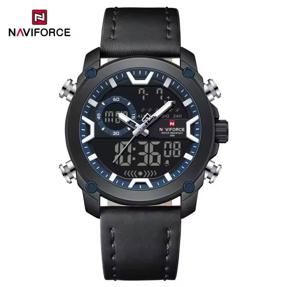 ساعت مردانه اورجینال مارک نیوی فورس NAVIFORCE مدل NF9261 دوزمانه بندچرمی اسپرت موتور ژاپن کد 1925128 — تصویر ۱۰