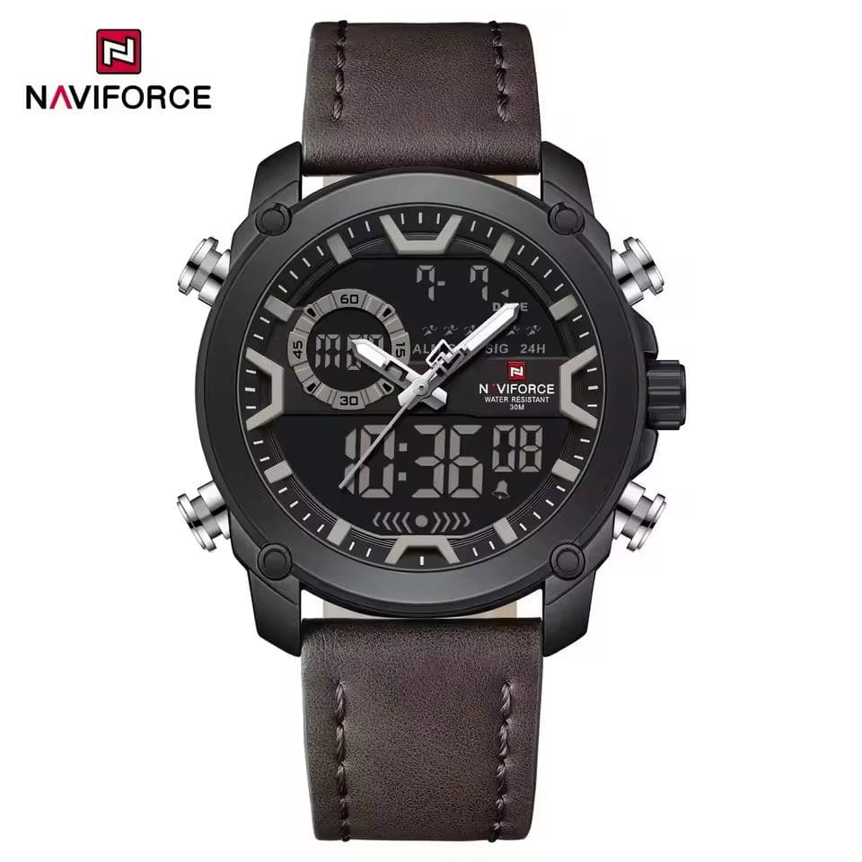 ساعت مردانه اورجینال مارک نیوی فورس NAVIFORCE مدل NF9261 دوزمانه بندچرمی اسپرت موتور ژاپن کد 1925128 — تصویر ۷
