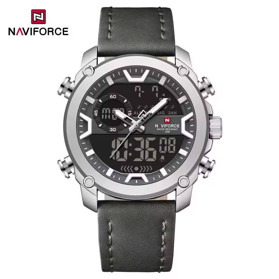 ساعت مردانه اورجینال مارک نیوی فورس NAVIFORCE مدل NF9261 دوزمانه بندچرمی اسپرت موتور ژاپن کد 1925128 — تصویر ۴