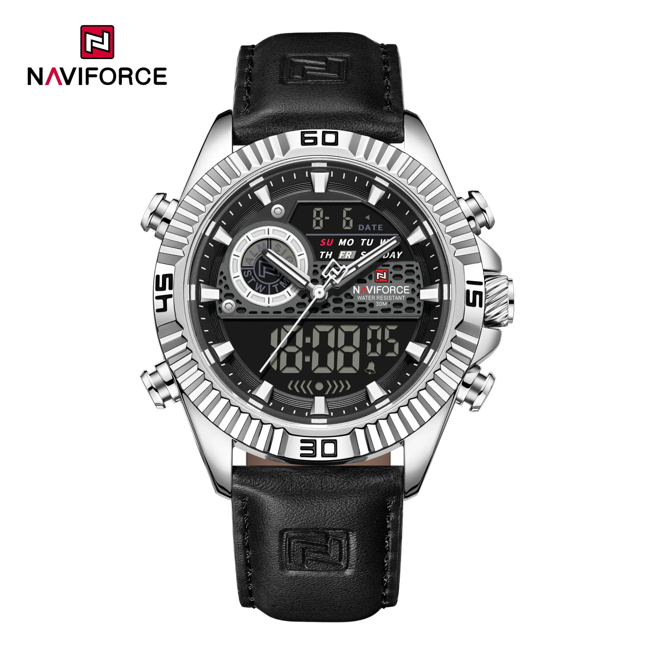 ساعت مردانه اورجینال مارک نیوی فورس NAVIFORCE مدل NF9262 دو زمانه بند چرمی موتور ژاپن کد 1925112 — تصویر ۷
