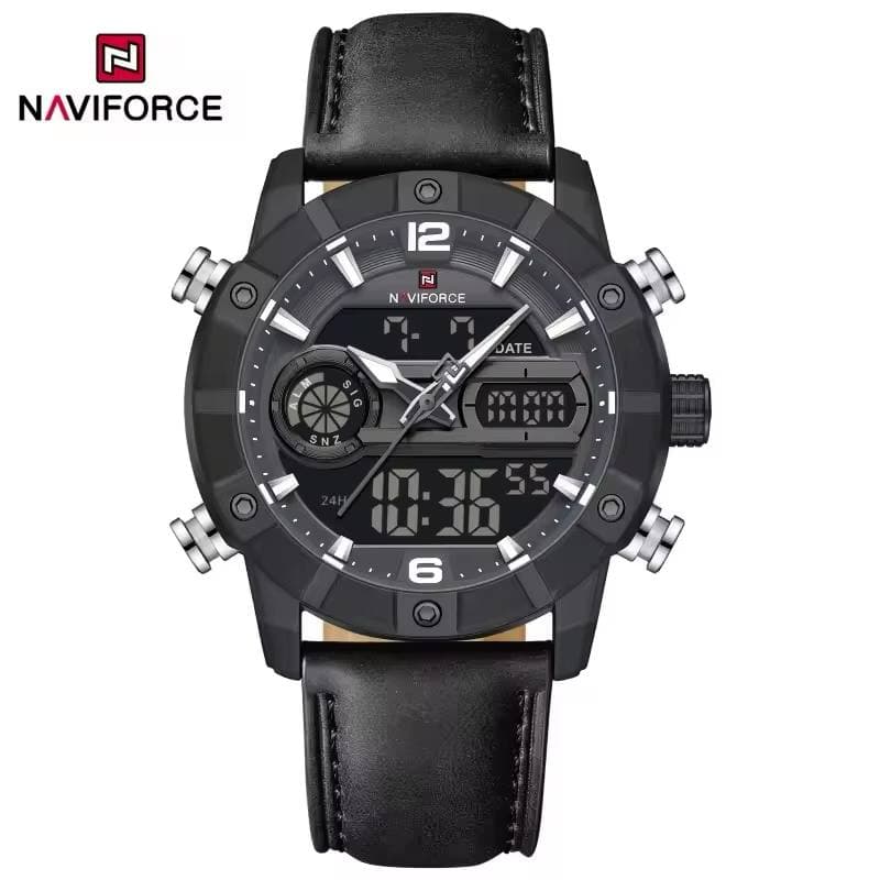 ساعت مردانه اورجینال مارک نیوی فورس NAVIFORCE مدل NF9263 دو زمانه بند چرمی موتور ژاپن کد 1925102