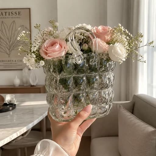 گلدان طرح کیف شیشه ای — تصویر ۵