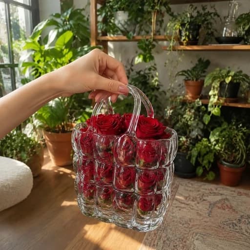 گلدان طرح کیف شیشه ای — تصویر ۶
