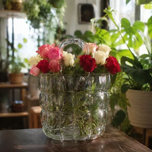 گلدان طرح کیف شیشه ای — تصویر ۷