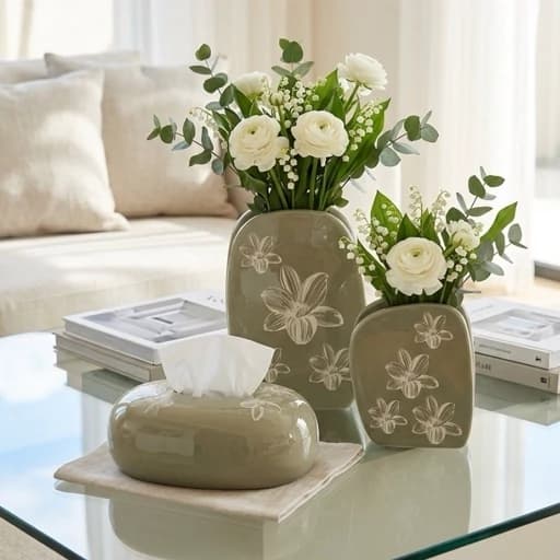 ست گلدان کتابی و جا دستمالی لاستر