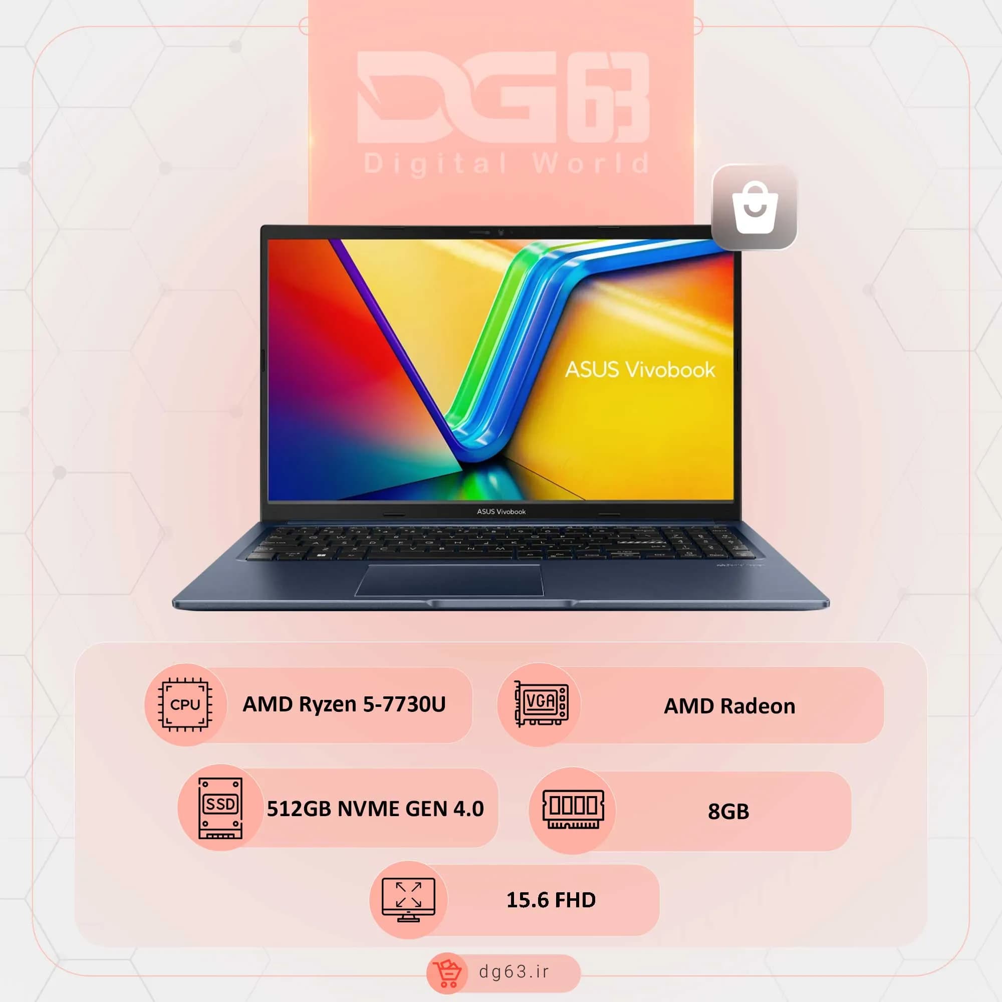 قیمت و خرید لپ تاپ ایسوس ASUS Vivobook 15 D1502YA-NJ007W / R7-7730U / 8GB / 512GB / AMD Radeon