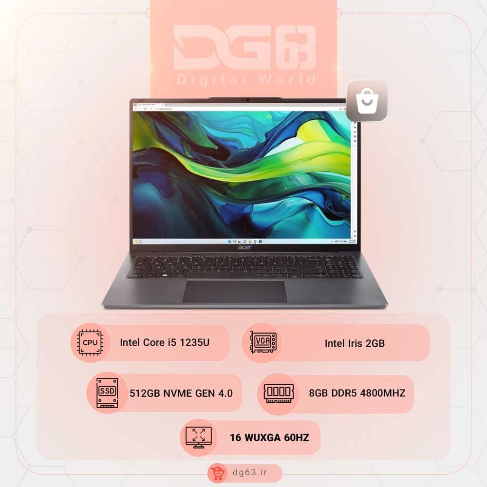 قیمت و خرید لپ تاپ ایسر Acer Aspire Lite 16 AL16-51P-50EU / i5-1235U / Intel Iris xe