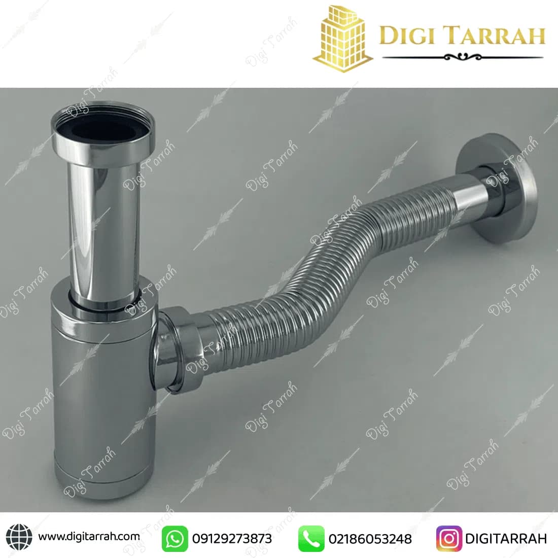 سیفون روشویی برنجی وارداتی با لوله آکاردئونی استیل برند ENZO — تصویر ۷
